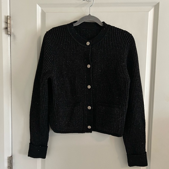 Chic Black Button-Up Women's Cardigan